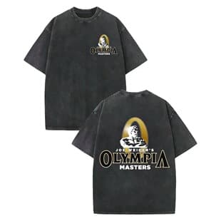 Casual Short Sleeve Olympia Fitness T-Shirt, Suitable for Gym, Washed Cotton, Retro High-Quality Fashion T