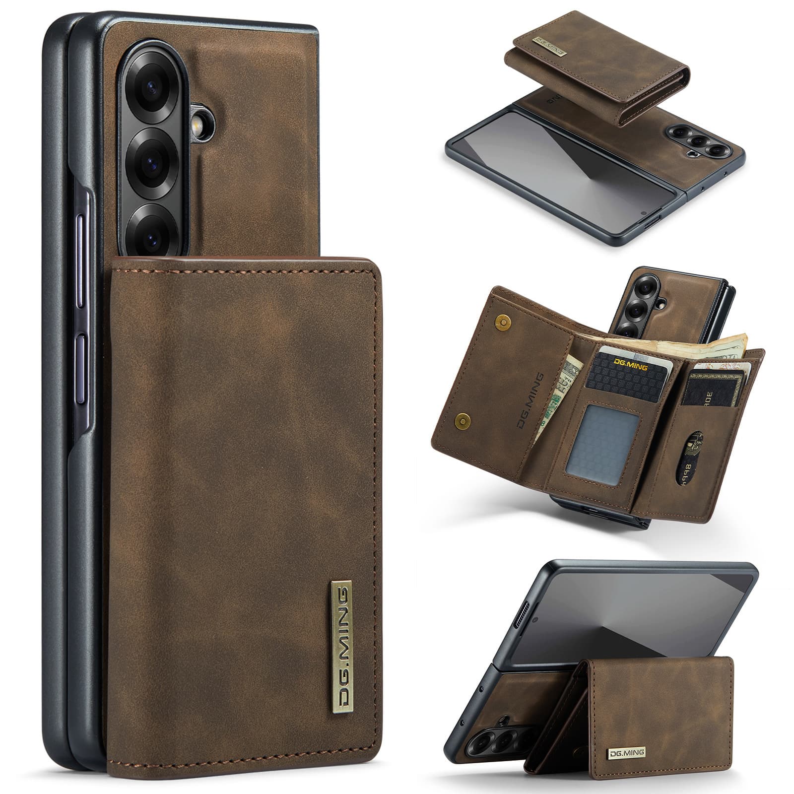 Suitable for Samsung Z Fold 8Ultra card phone case Fold7/6 magnetic two-in-one stand protective leather case