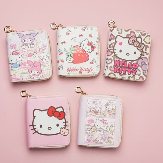 Cartoon cute short zipper wallet for girls, student coin purse, card holder, all-in-one package, high-looking portable small wallet