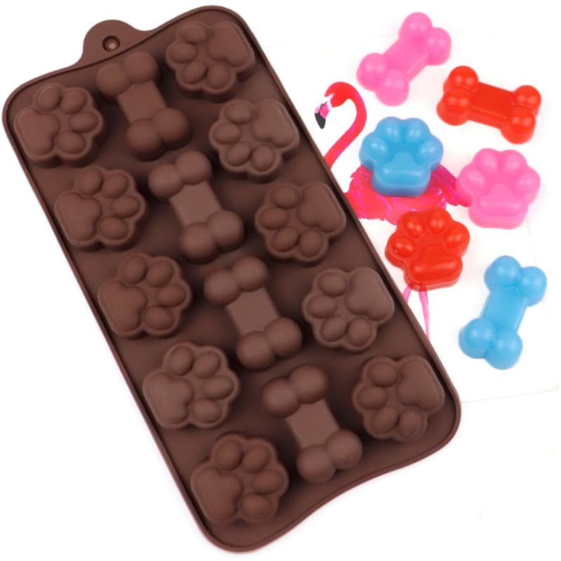 Minghao 14-Cavity Cartoon Cat Paw Bone Bear Paw Silicone Soap Mold Cold Process Soap Mold Silicone Chocolate Baking Mold
