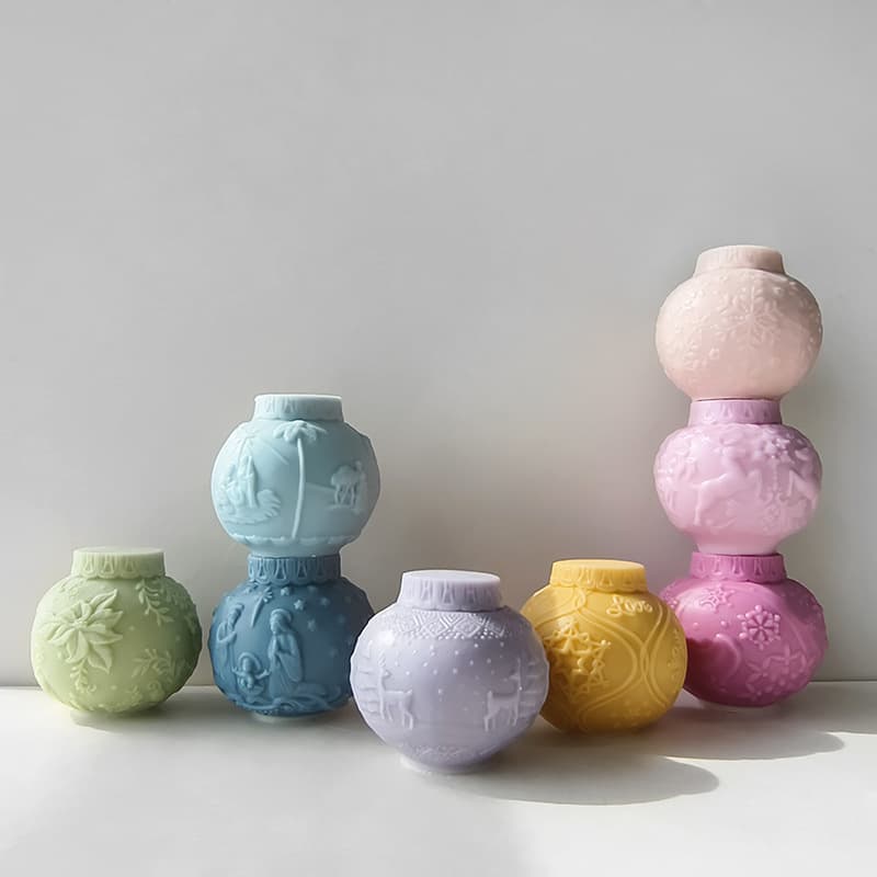 Jiahuimei Embossed Pattern Ball Candle Decoration Mold DIY Christmas Decoration Handmade Soap Silicone Mold