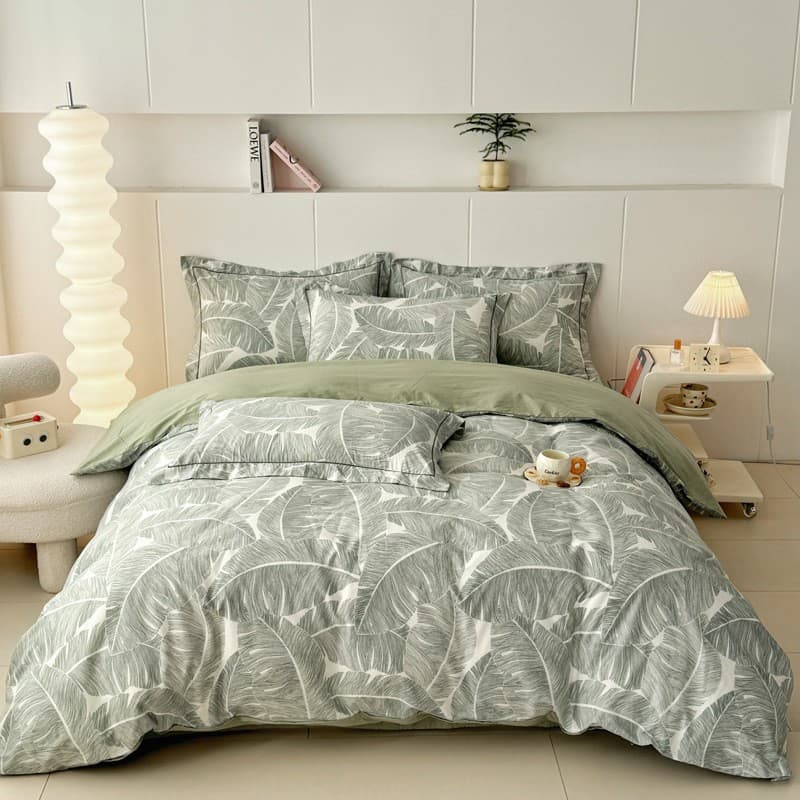 High-Density Pure Cotton 4-Piece Bedding Set, European/American King/Queen Size, Full Cotton Square Duvet Cover, Fitted Sheet, Flat Sheet, Bedding