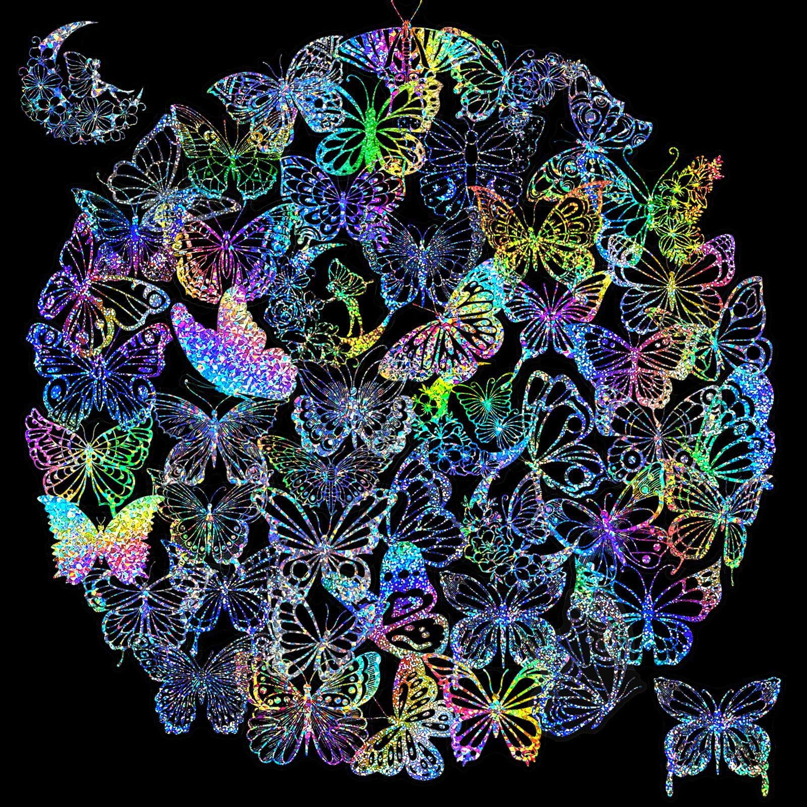 100 Transparent Butterfly Holographic Stickers Holographic Stickers Holographic Flash Holographic Stickers