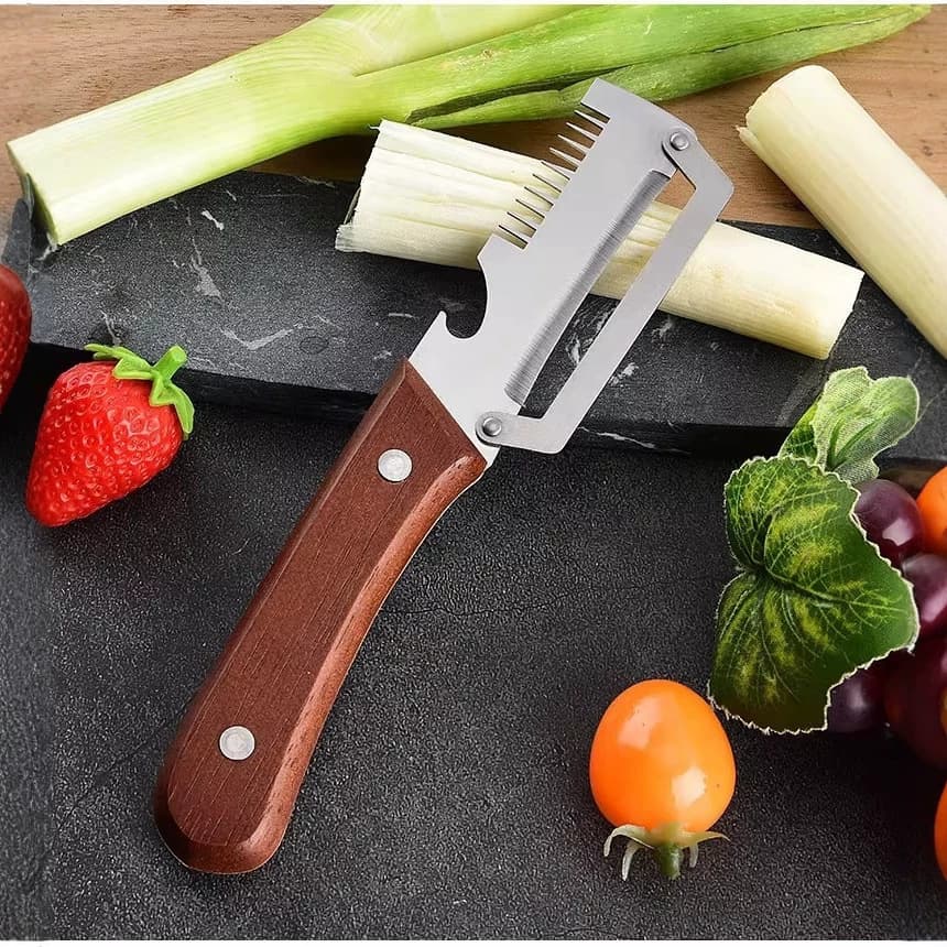 Multi-Function Peeler Household Stainless Steel Scallion Peeler Bottle Opener 2-in-1 Kitchen Peeler Smooth and Effortless