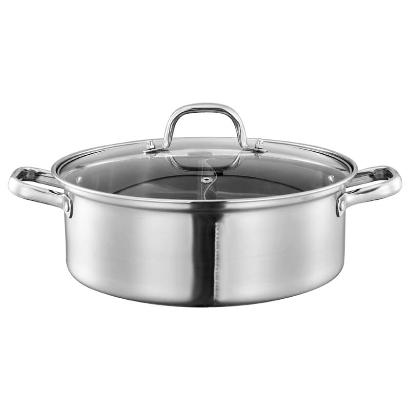 304 Stainless Steel Dual-Flavor Hot Pot, Induction Cooker Compatible, Thickened Bottom, Large Capacity, for Home and Commercial Use