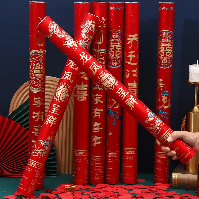 Commencement auspicious plastic-sealed festive confetti spray tubes, streamer handheld wedding cannons, wedding celebration confetti cannon wholesale