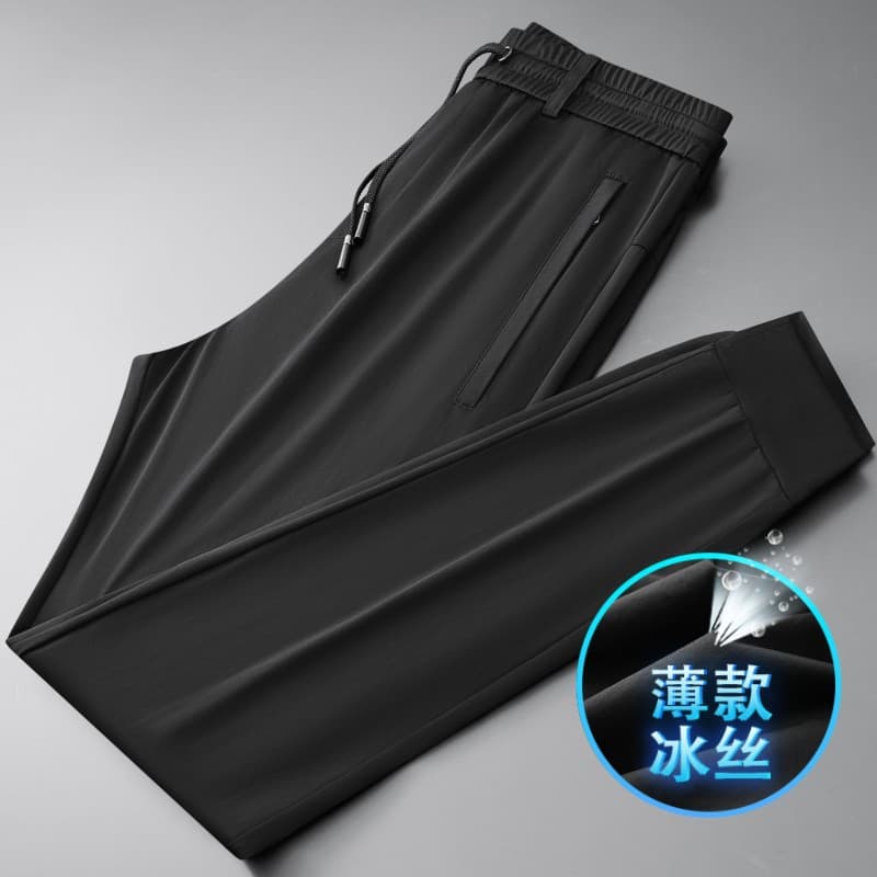 Summer Thin Ice Silk Sports Pants for Men, Elastic Bottom Long Pants, Spring Casual Loose Fit, Quick-Dry Cooling Pants 82