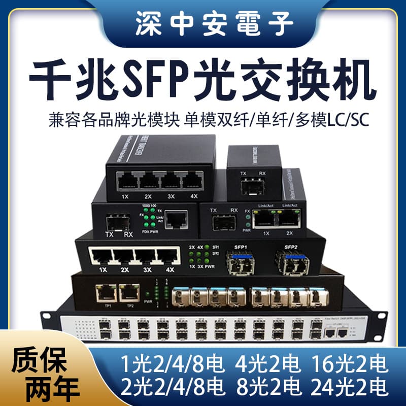 Media Converter 1 Fiber 1 Ethernet / 2/4/8 Ethernet / 2 Fiber 4 Ethernet / 16 Fiber / 24 Fiber LC Single-mode SFP Fiber Optic Transceiver