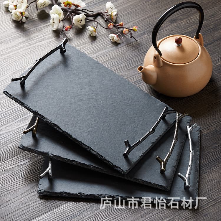 Simple Vintage Branch Handle Decorative Display Tray, Home Restaurant Cup Bowl Plate Tray Display Plate