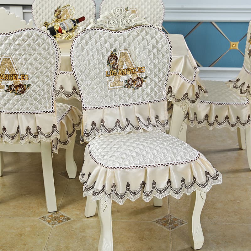 Wholesale Dining Chair Covers European Style Chair Seat Cushion Backrest Lace Tablecloth Fabric Dining Chair Pad Set Stool Cover