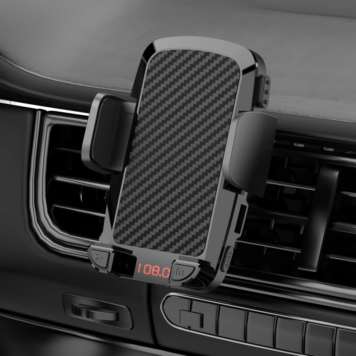 Car Bluetooth Vent Phone Mount, Car Bluetooth Phone Holder, Hands-Free Mount, Car Transmitter