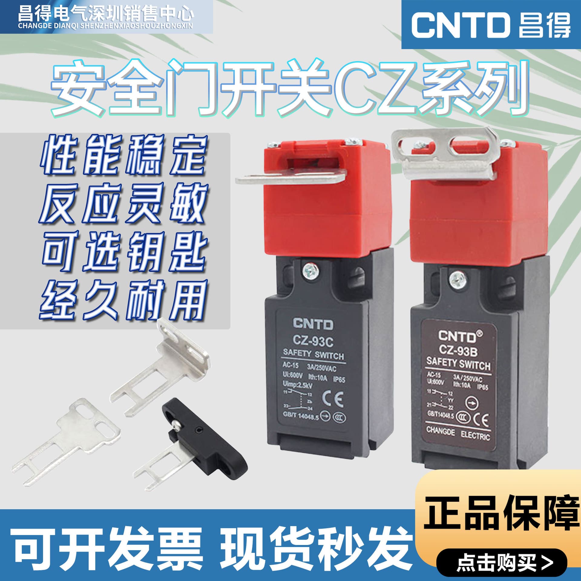 Changde Limit Switch CZ93 Vertical Safety Door Small Vertical Limit Switch Bolt-Type Power Off Key Lock