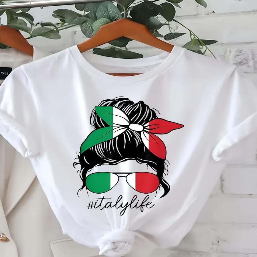 Cross-border In Stock Printed Short Sleeve T-Shirt for Women, Fun Top, New European and American Style Summer Casual Loose Short Sleeve T-Shirt Women's Clothing