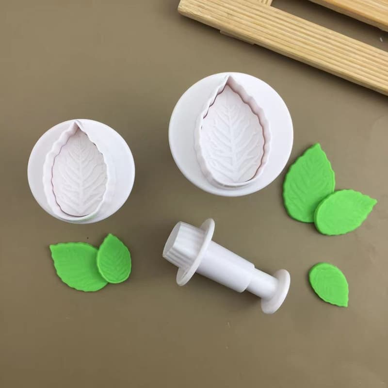 Rose Leaf Spring Mold Plastic Baking Tools for Sugar Art Cake Decoration Irregular Shape Pastry Molds Set of 3 Small Size