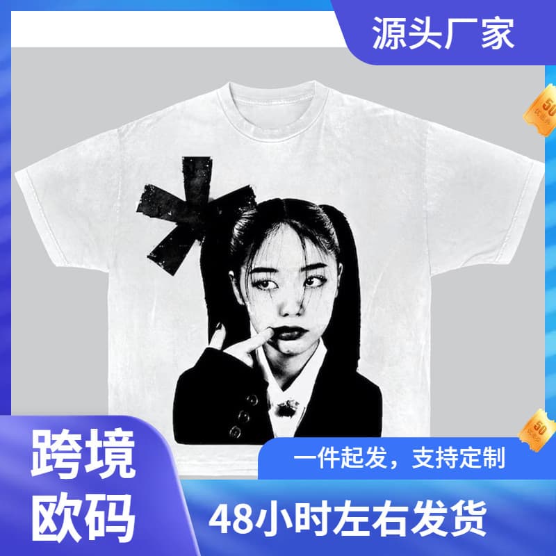 Punk Y2K Short Sleeve Aesthetic Top Graphic Street T-Shirt Women's Basic Tee Summer Top Gothic E