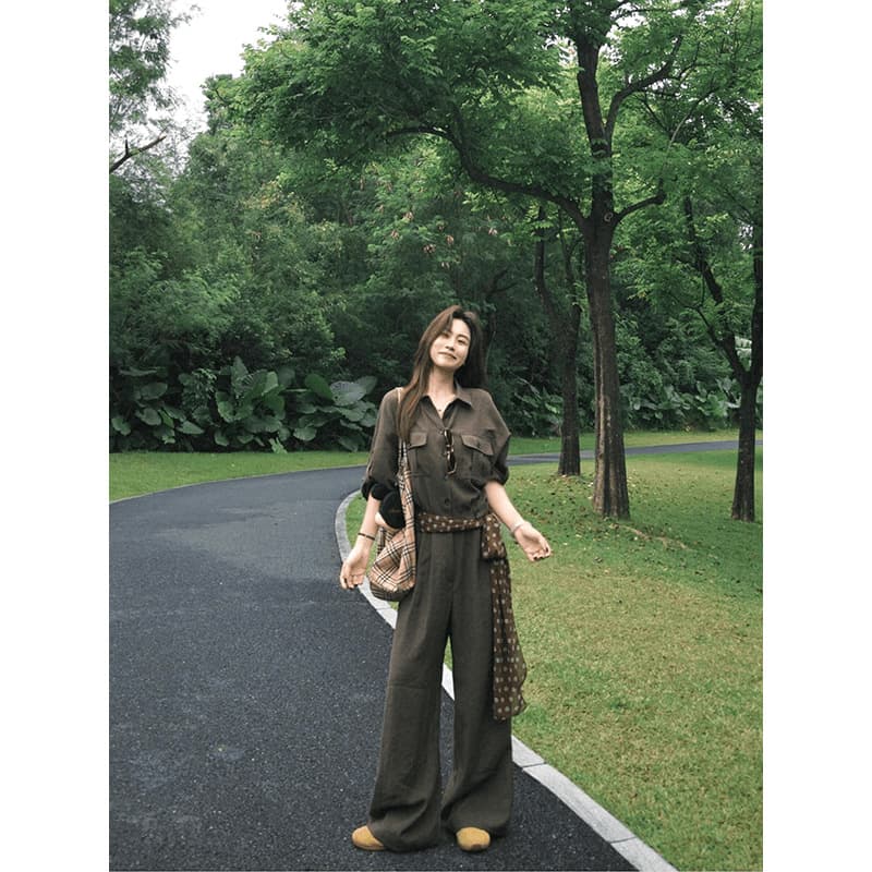 Old Money Style Retro Polo Collar Cargo Jumpsuit Women's 2025 New Autumn Fashion Jumpsuit