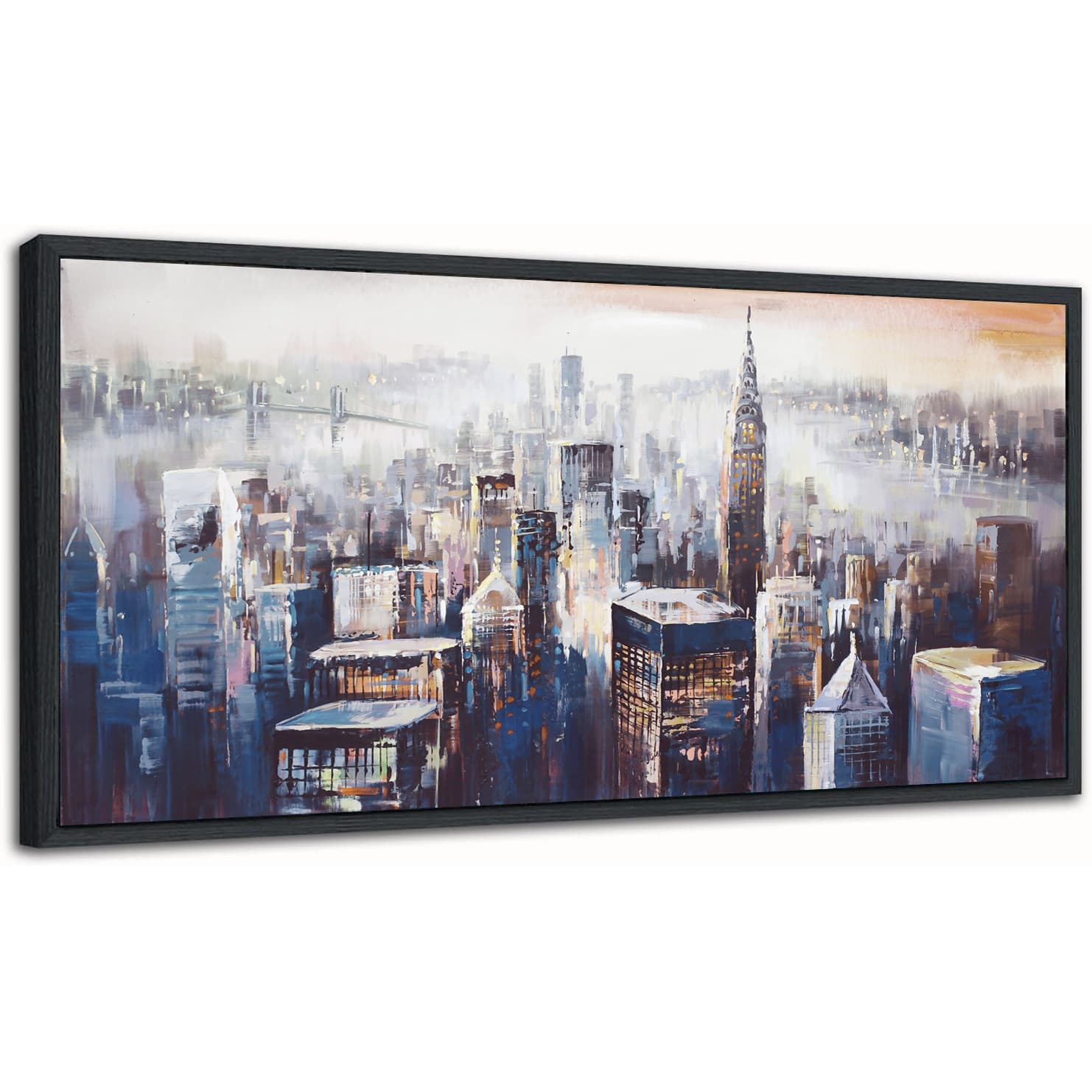 Brooklyn Bridge Art, New York Abstract Canvas City Painting, Living Room Bedroom Office Home Decoration