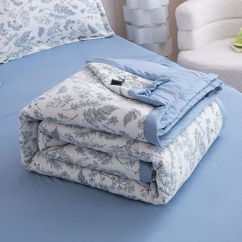 Washed Cotton Class A Soybean Fiber Summer Cool Quilt, Machine Washable Air Conditioning Blanket for Students and Staff Dormitory, Antibacterial Summer Quilt