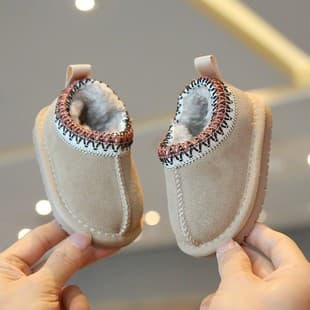 Children's Snow Boots Winter New Style Girl Big Cotton Shoes Slip-On Boy Short Boots Baby Fleece-Lined Warm Shoes