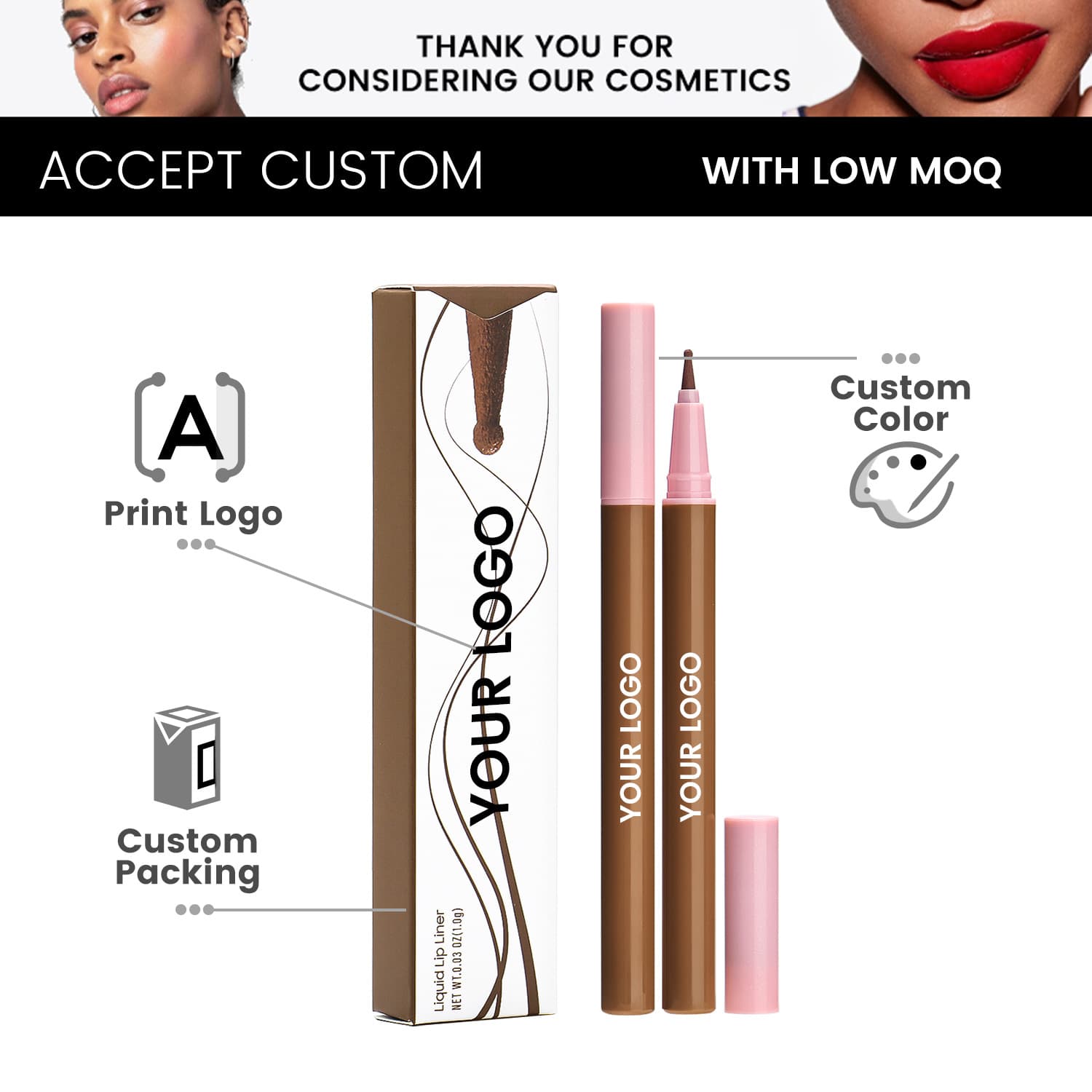 Cross-border Waterproof Long-lasting Matte Smooth Liquid Lip Liner No Logo Lip Liner