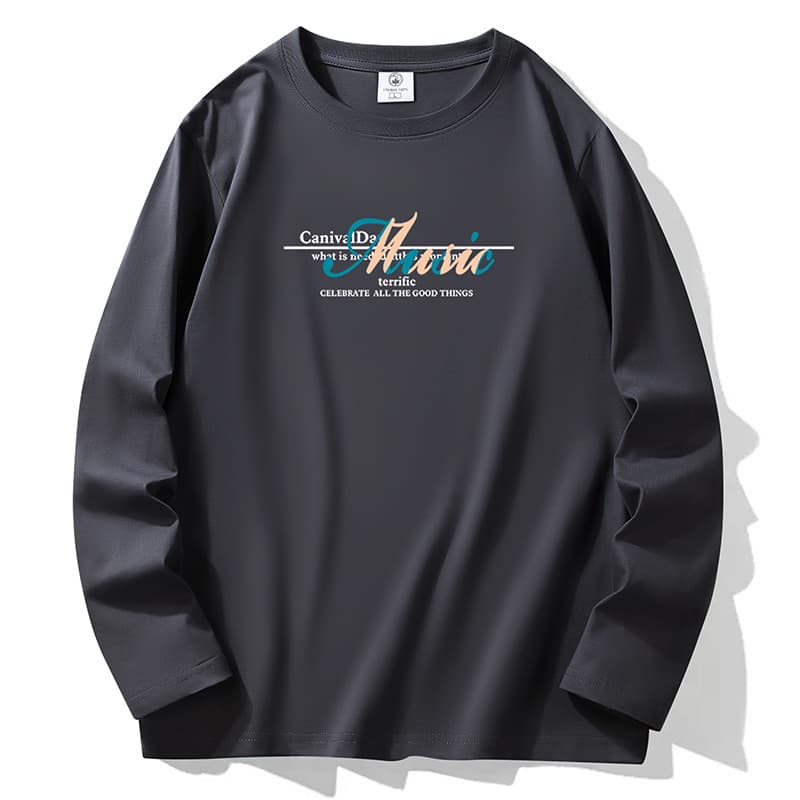 200g heavy cotton long-sleeved T-shirt men's spring and autumn cotton t-shirt bottoming shirt men's casual sweatshirt men's clothing