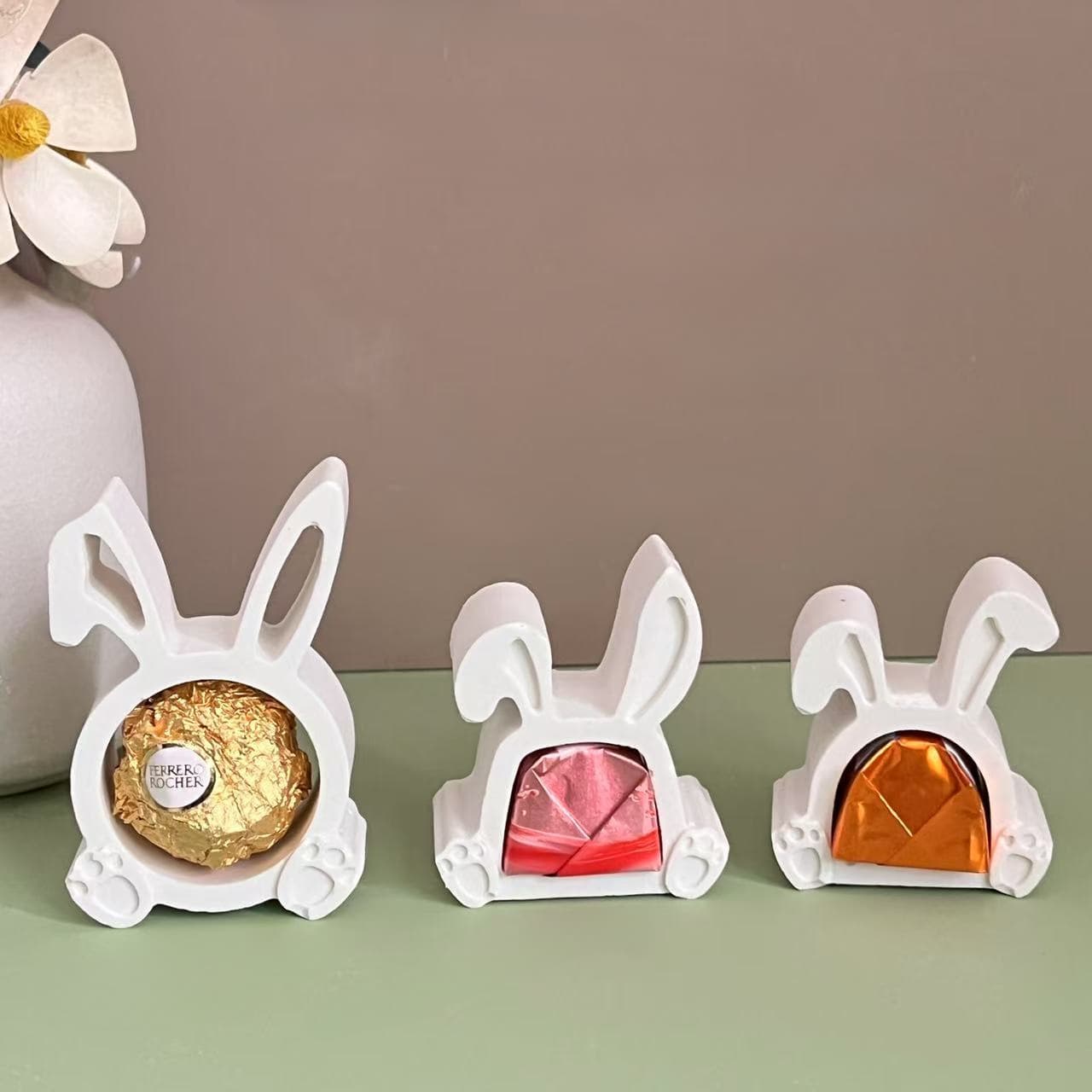 Three Rabbit Chocolate Silicone Plaster Mold Cute Mini Home Handmade DIY Candle Aromatherapy Easter