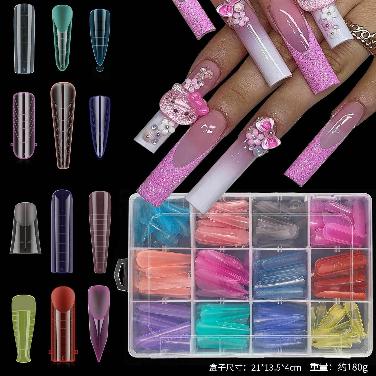 Cross-border Hot Selling Nail Art Colorful Nail Mold Fast Curing Nails, Paperless Multi-size Mixed Pack Invisible Crystal Nail Tips