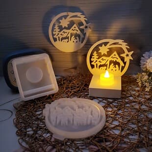 S0766R+9798+9799 Circle Birth Hanging Insert Ornament Cement Plaster Mold DIY Silicone Mold