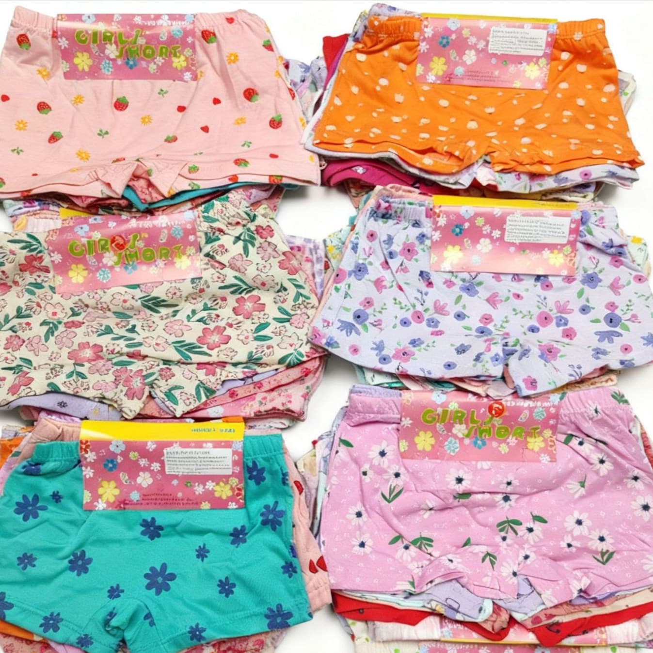 Girl's Underwear Cotton Girls Boxer Briefs Floral Kids Underwear Cardboard Cartoon Print Four-Corner Underwear