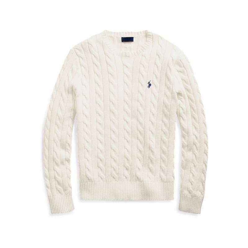 RL Raff pony logo Paul embroidered round neck sweater for men in autumn and winter warm twist twist couple pullover sweater for women