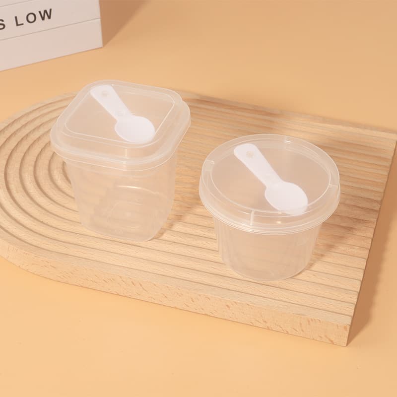 Wholesale Packaging Box Pudding Cup Double Skin Milk Disposable Jelly Coconut Yogurt with Lid Spoon Mousse Dessert Plastic Box