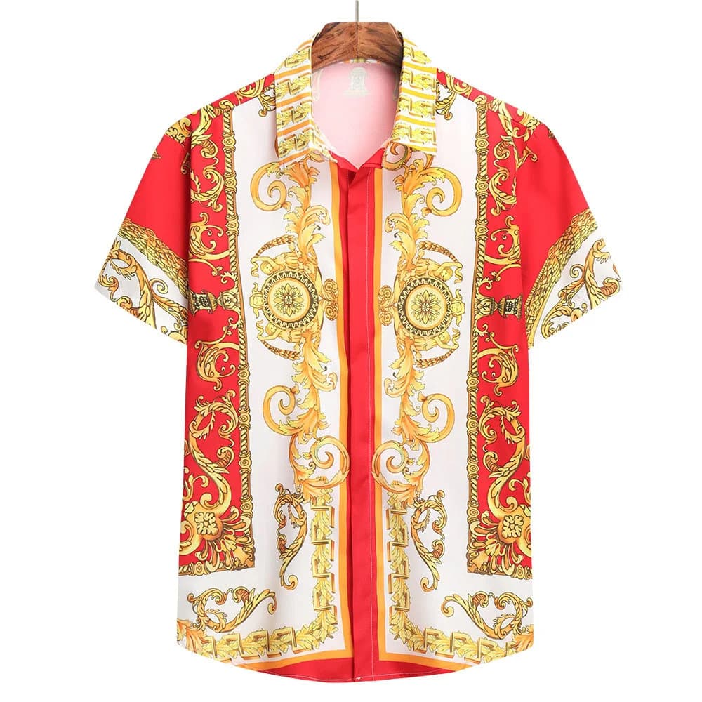 Cross-Border Summer New Men's Casual Fashion 3D Digital Print Short Sleeve Shirt Big Size Men's Shirt