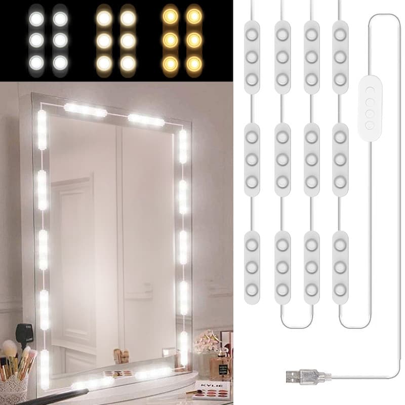 Mirror front light USB Hollywood make-up light three-tone dimming mirror light fill light source manufacturer make-up mirror light bulb