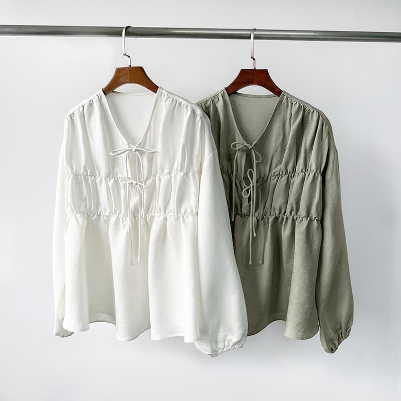 Elegant Women's Lantern Sleeve Top Reducing Age-Refreshing Wrinkled Skin Care Ashma Wool-Blend Top Easy To Match