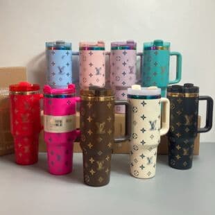 US Version 40oz Large Capacity Insulated Cup New Style Thermal Cup Cartoon 304 Stainless Steel Handle Cup Big Belly Water Cup