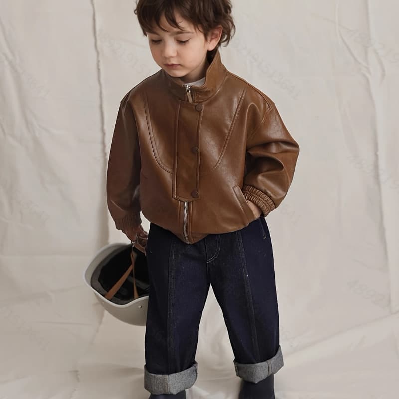 Spring and autumn washed leather children's clothing boys and girls leather clothing children's European and American coats leather motorcycle leather jackets clothes