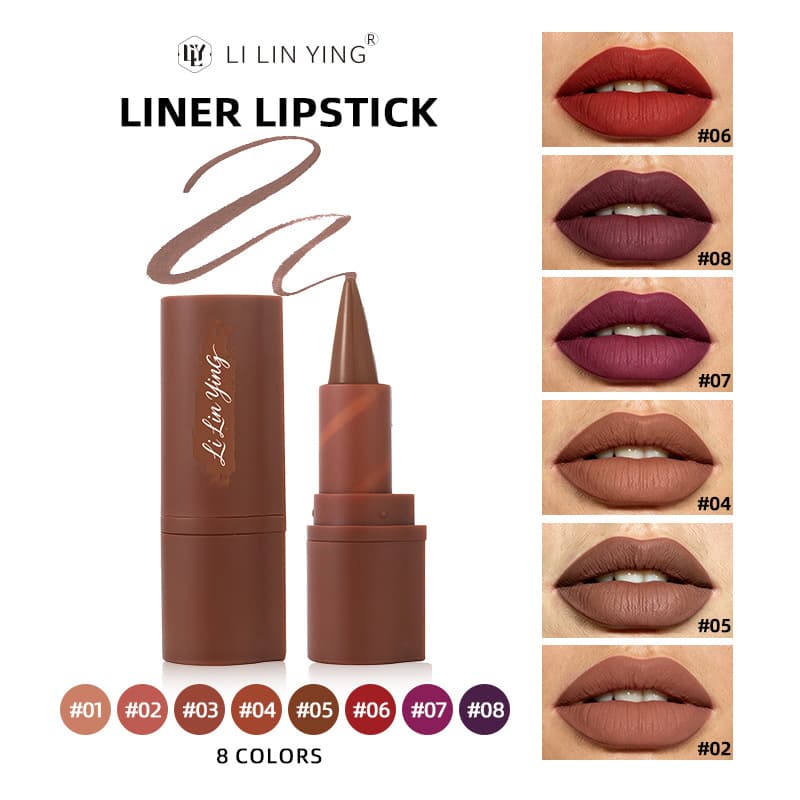 Pointed Lipstick 2-in-1 Lip Liner Matte Long-Lasting Waterproof Lip Liner Lipstick TK Cross-Border Best Seller