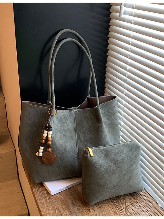 Cross-border Fashion Premium Solid Color Tote Bag for Women, Large Capacity, Casual Chic Underarm Bag, Commuter Versatile Shoulder Bag