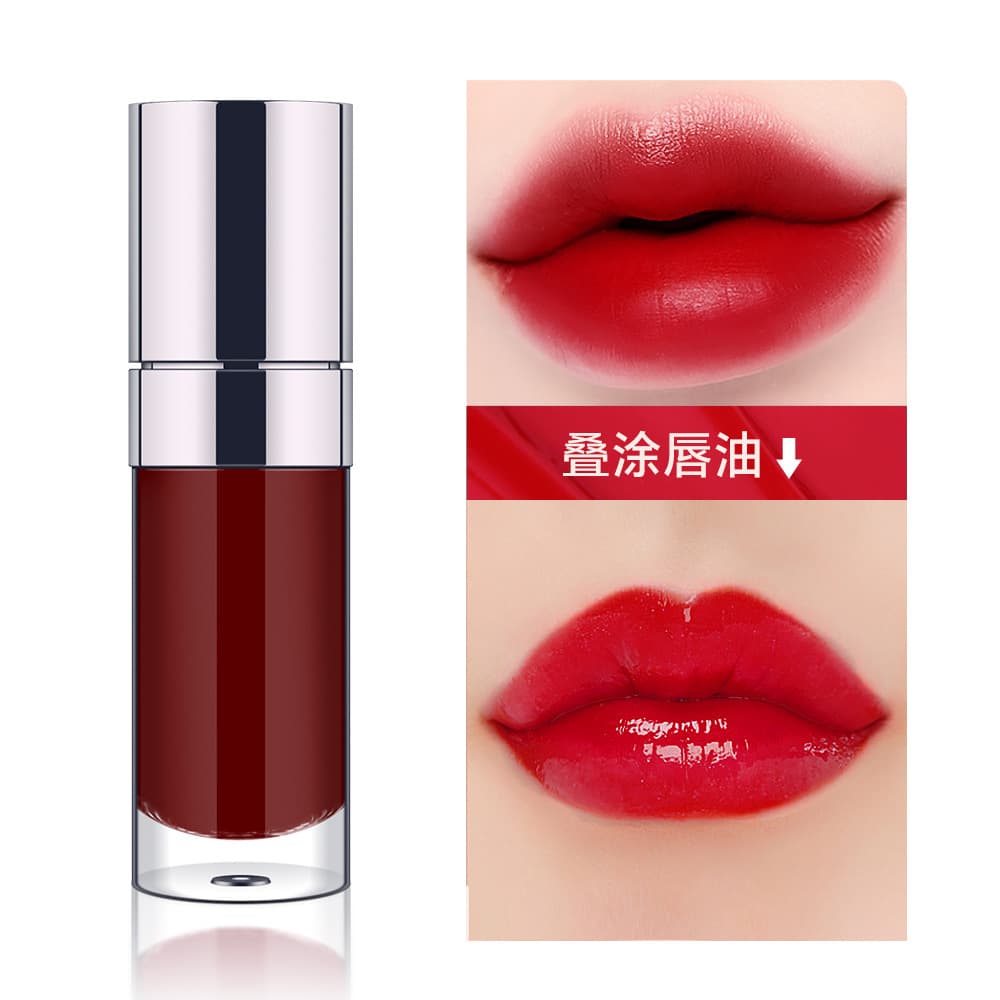 Silver-plated Round Tube Lip Tint No Logo First Moisturizing Then Matte Layering Lip Oil Watery Soft Matte Lip Gloss