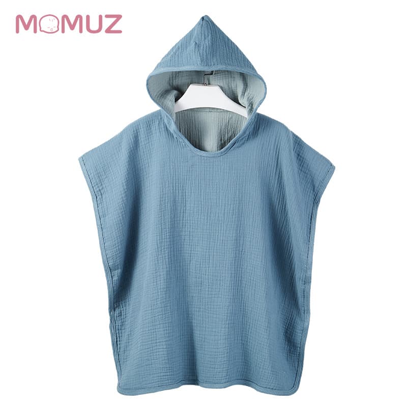 Cotton gauze hooded poncho bath towel, swimming absorbent hooded bathrobe, children's beach towel, children's all-season wear cross-border