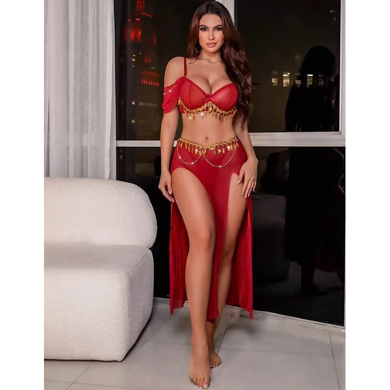 European and American Lingerie Sexy Exotic Dancer Retro Style Sheer Costume Wholesale Cross-border Dress