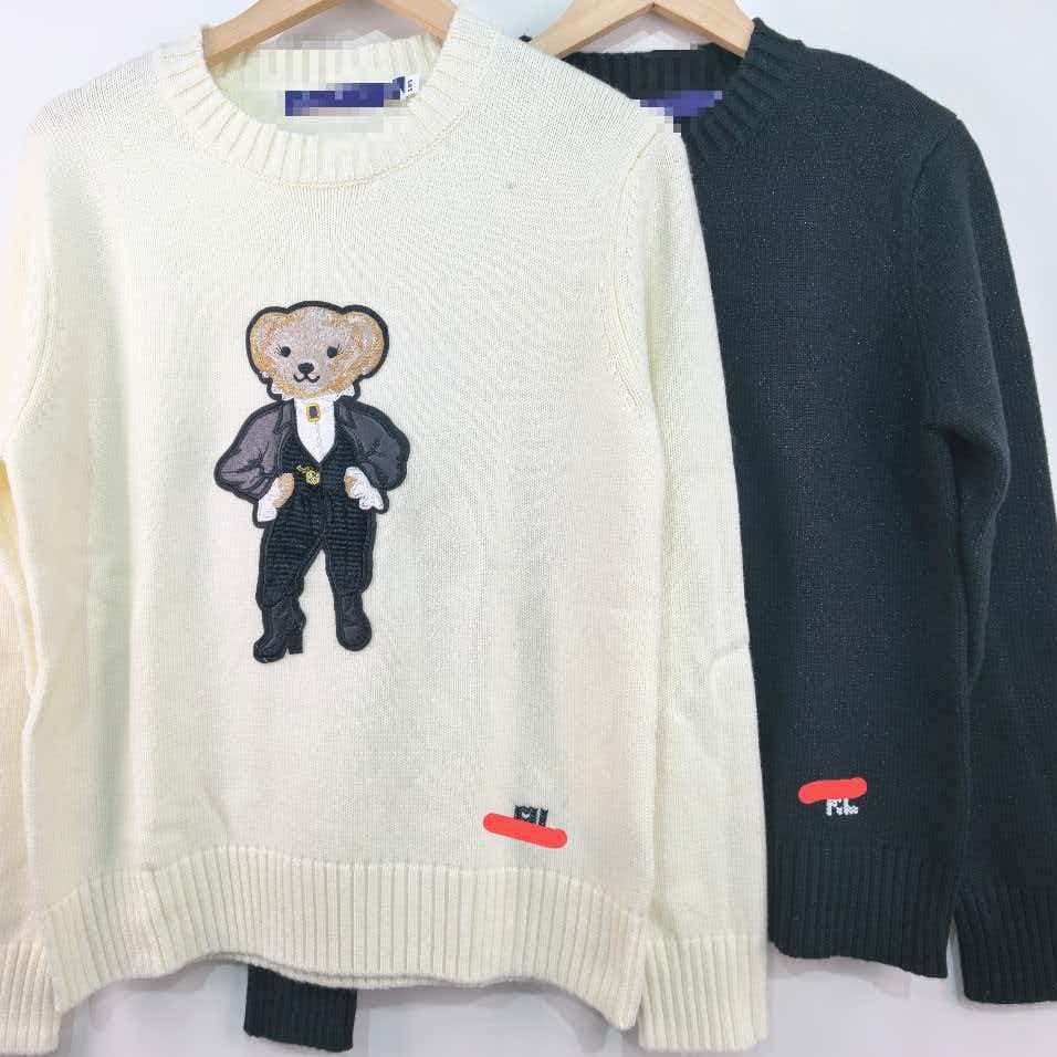 High quality scannable code R-L wool cashmere heavy industry cartoon popular bear autumn and winter sweater for women 2026 new style
