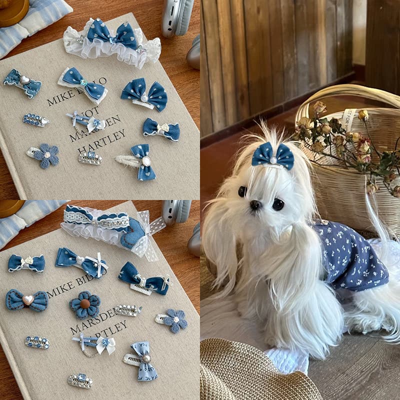 Original Pet Hair Clip Full Rhinestone Dog BB Clip Yorkie Bow Hair Accessory Non-Drop Maltese Cat Accessory