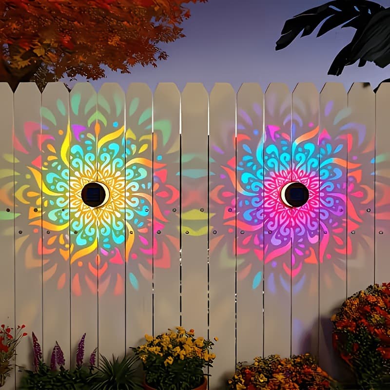Cross-border Solar Outdoor Wall Light Mandala Iron Art Waterproof Garden Landscape Lawn Rural Courtyard Outdoor Lighting