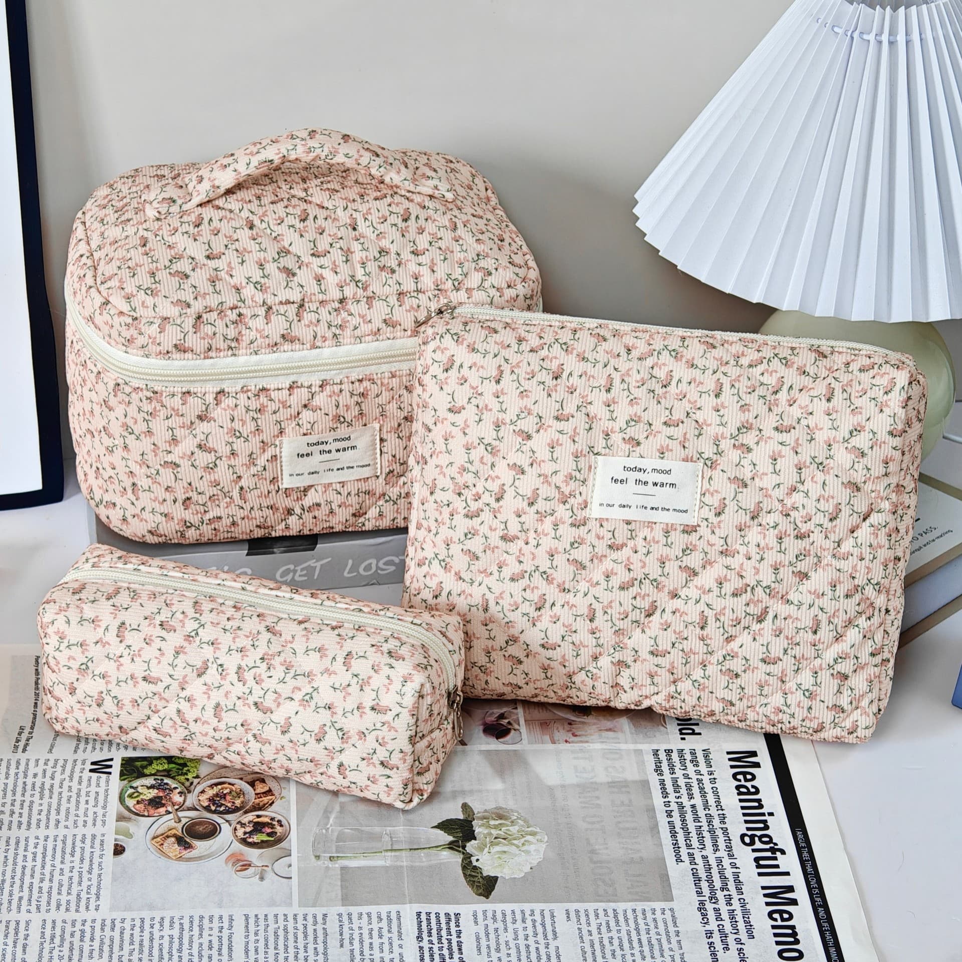 Cross-border Floral Standing Makeup Bag Large Capacity Compartment Portable Travel Toiletry Bag High Appearance Cosmetic Storage Bag