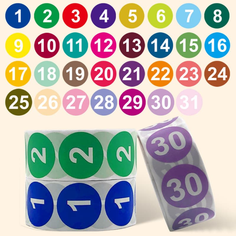 500 Rolls, 1-Inch Number Labels, Marking and Identification Sticker Tags