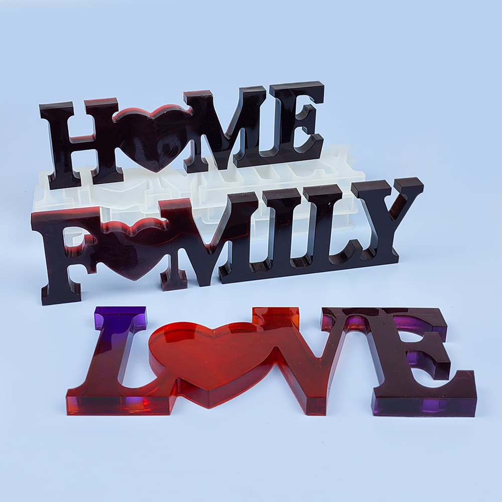 Resin DIY Display Silicone Mirror Surface Letter Dropping Mold Irregular Shape Home Family Love Motif Baking Cake Mold