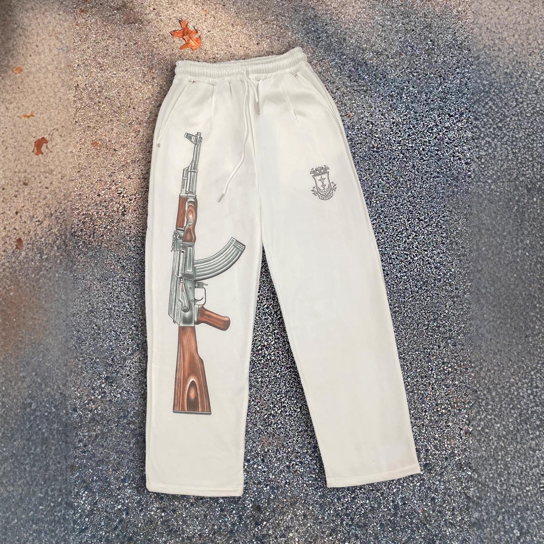 American Retro Street Hip Hop Y2K Pattern Printed Loose Casual Pants Men's Fashion Sweatpants Cross-Border