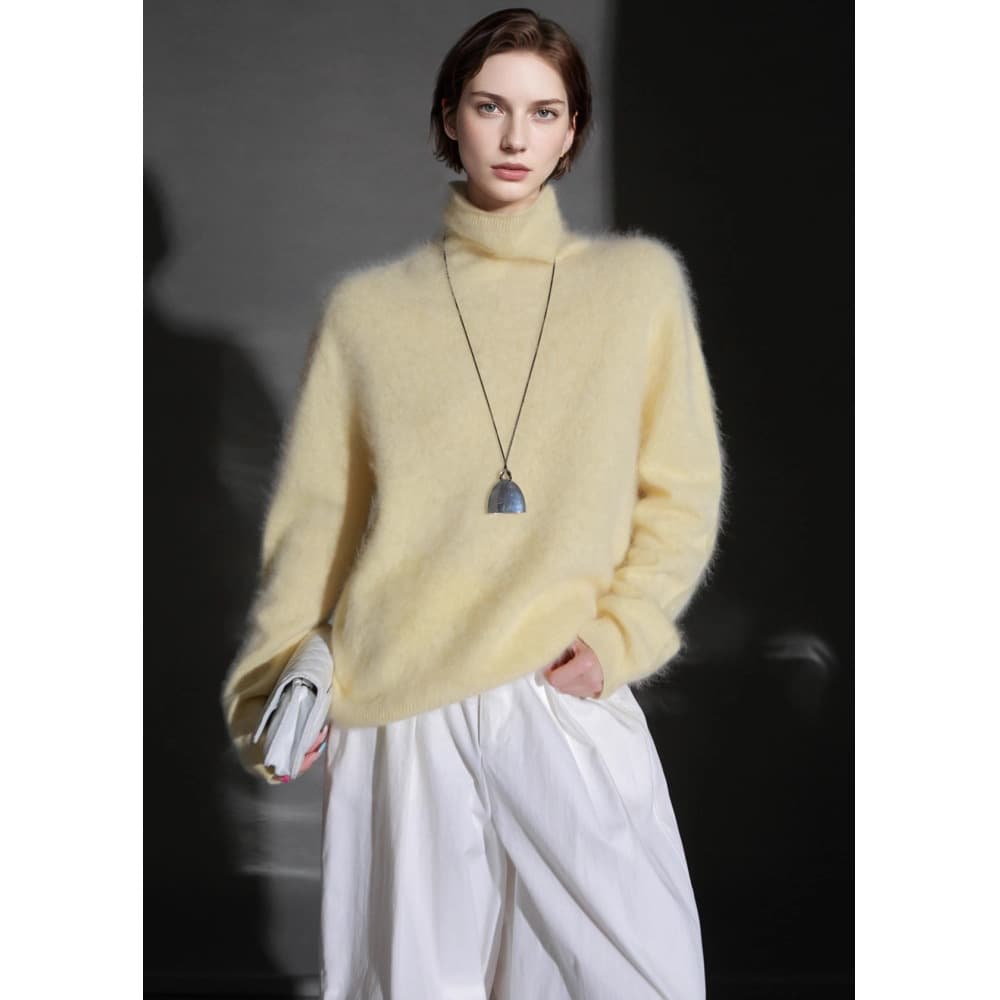 Jinya Clothing Factory / Cashmere brushed seamless design high-neck warm knitwear solid color versatile brushed autumn/winter