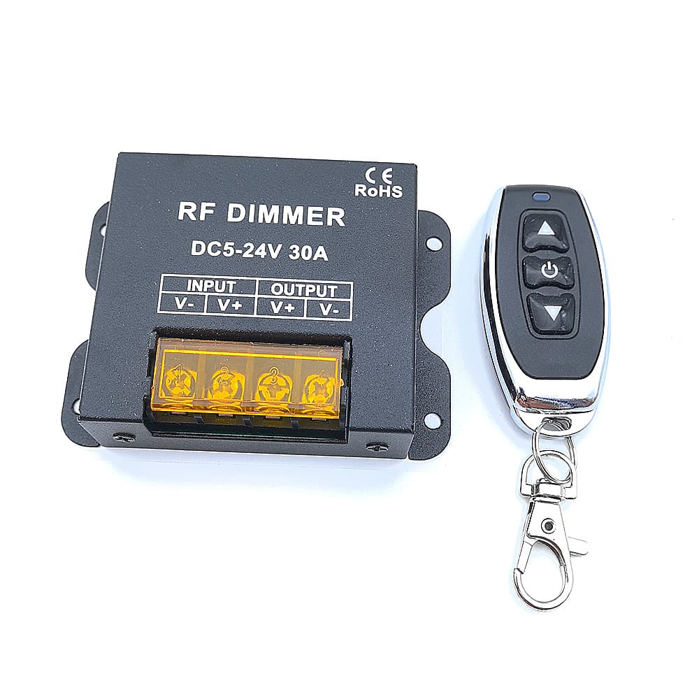 RF30A LED Dimming Controller for Monochrome Light Strips 30A 3-Key Wireless Remote Control DC5-24V